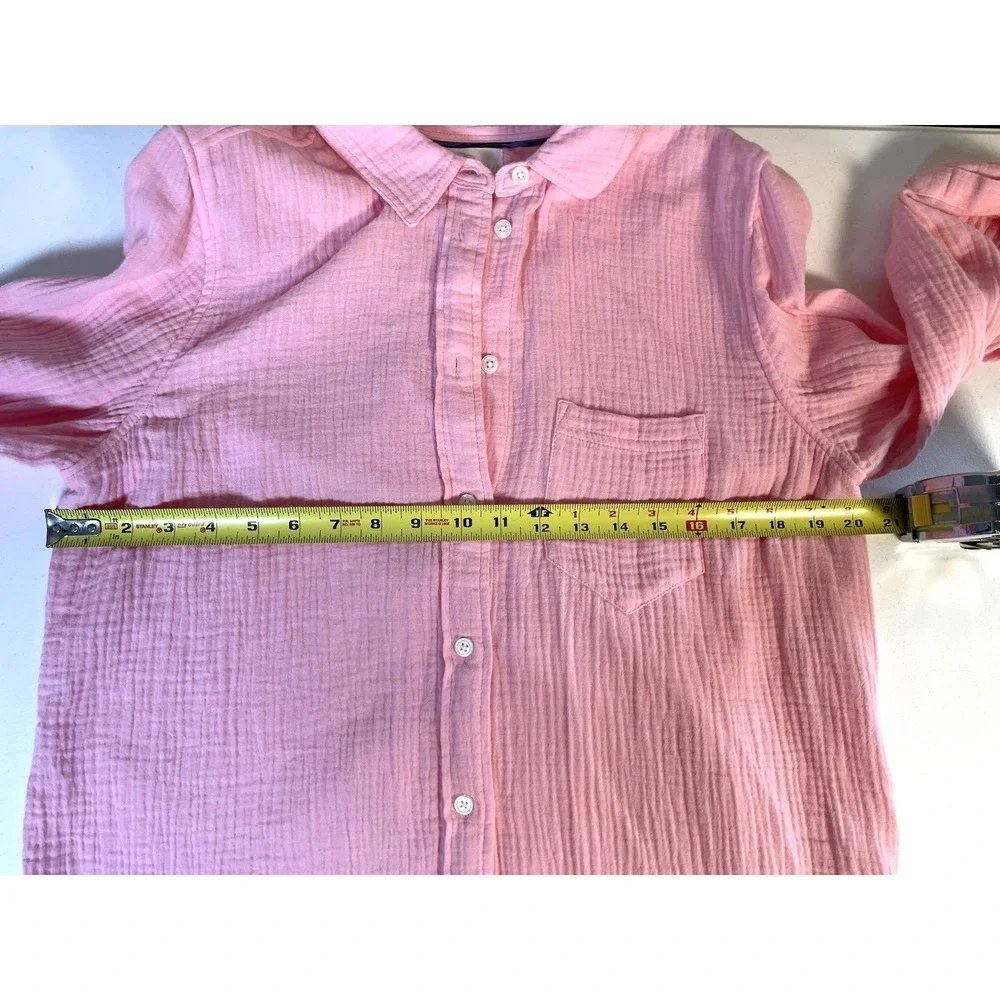 J.Crew Women's Button Up Shirt Small Loungwear Soft‎ Cotton Pink Long Sleeve